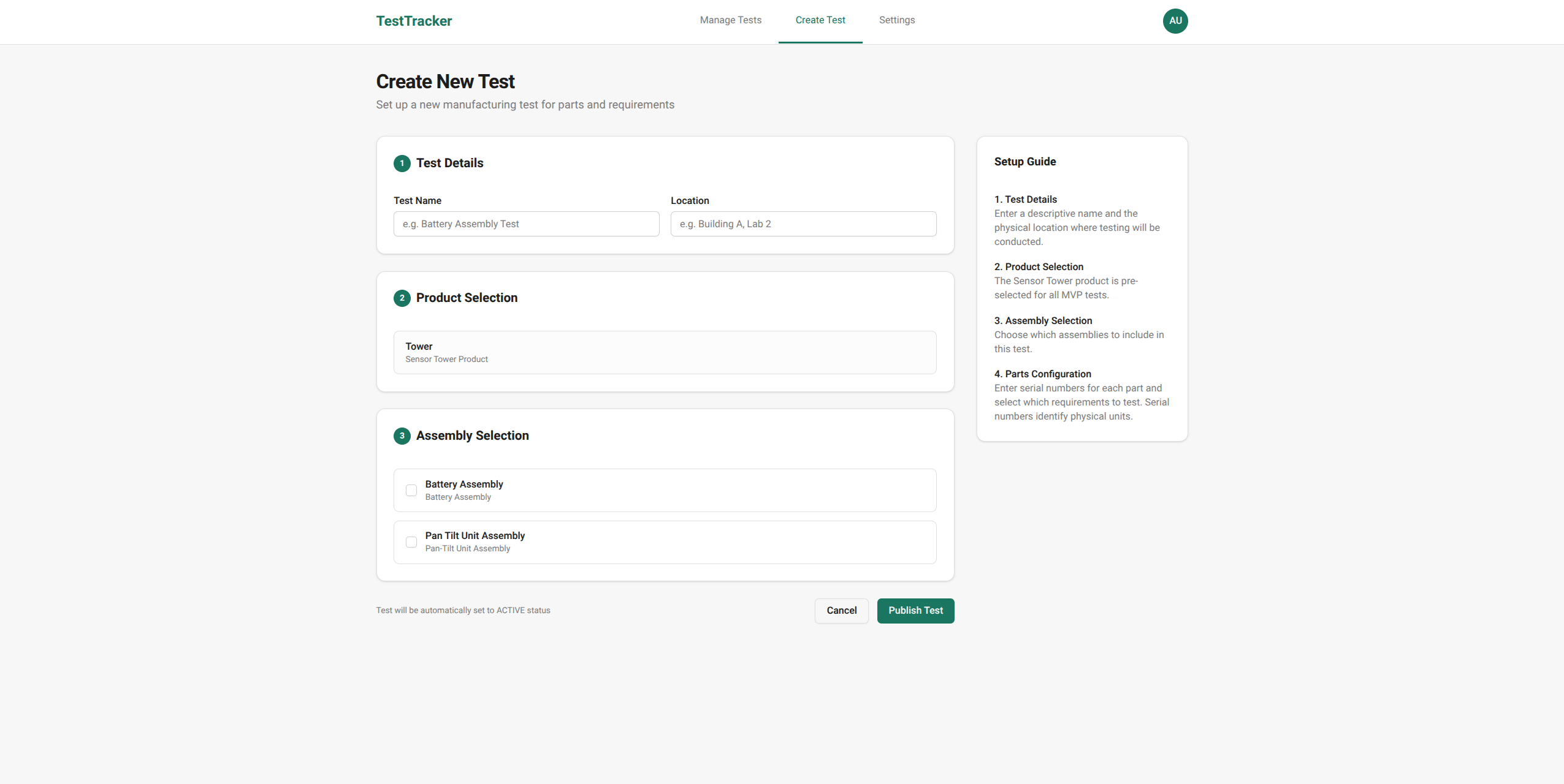 Screenshot of the application