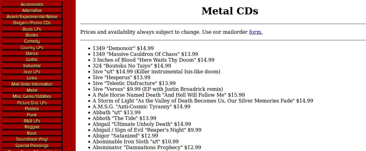 Vinyl Edge CD Inventory